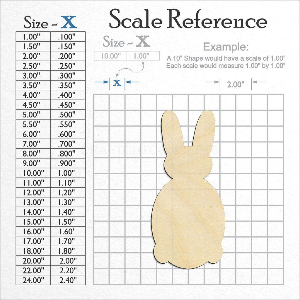 A scale and graph image showing a wood Bunny Head craft blank