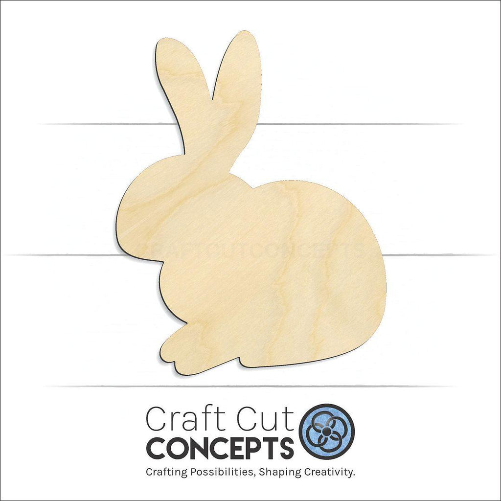 Craft Cut Concepts Logo under a wood Sitting Bunny craft shape and blank