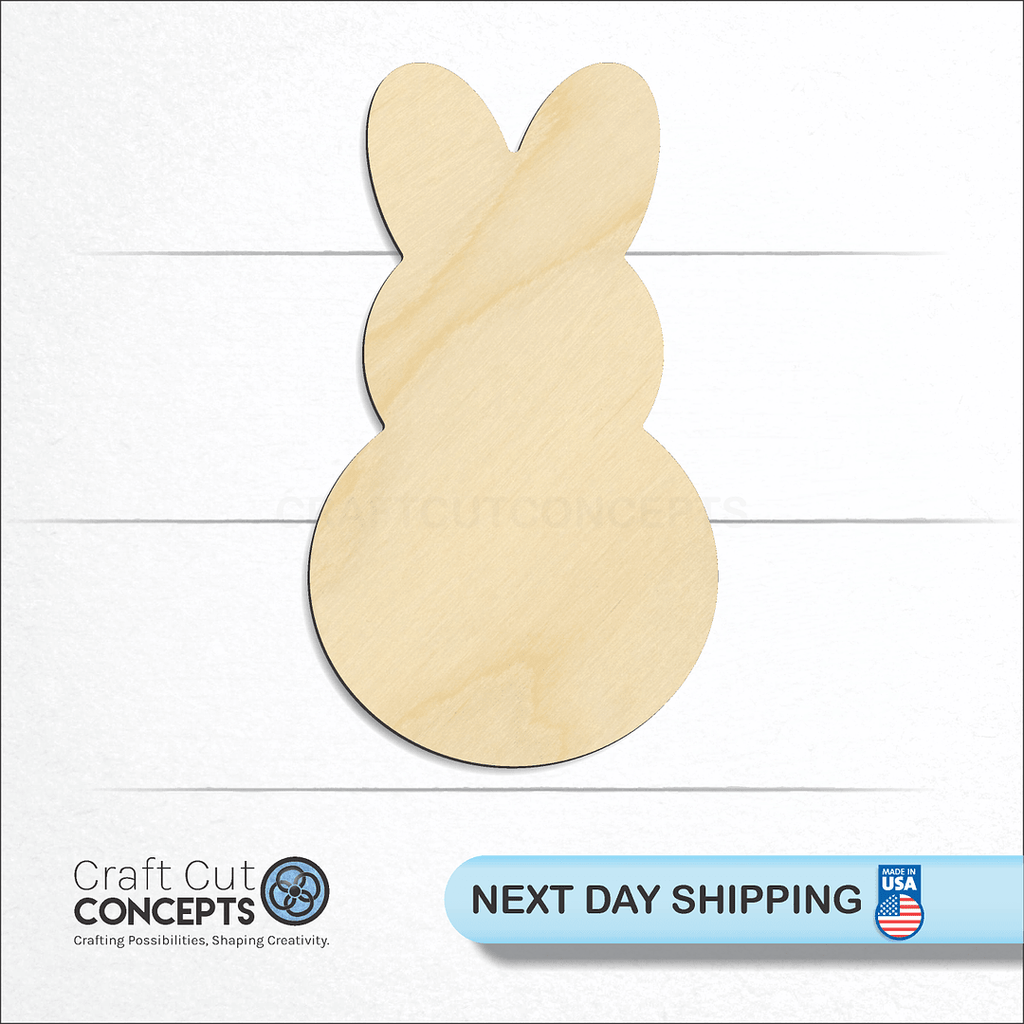 Craft Cut Concepts logo and next day shipping banner with an unfinished wood Bunny craft shape and blank