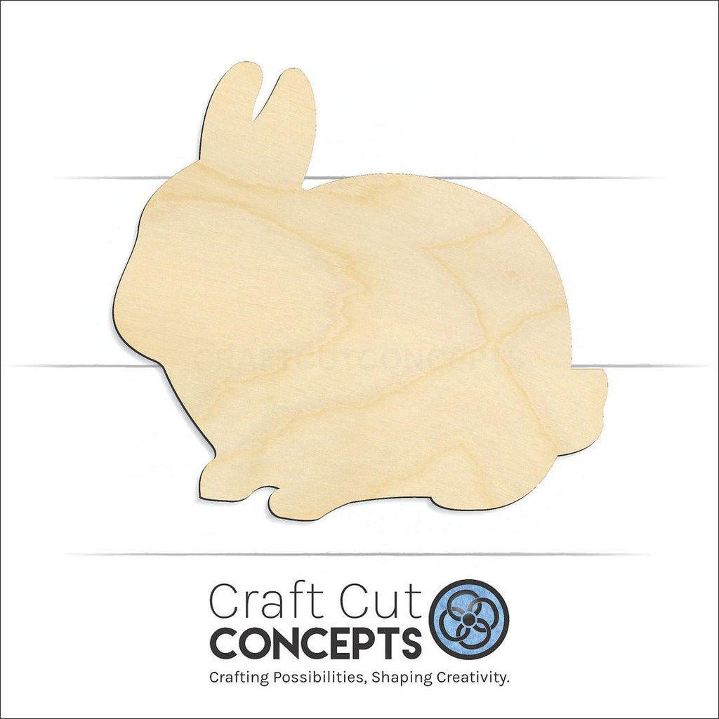 Craft Cut Concepts Logo under a wood Netherland Dwarf Bunny craft shape and blank