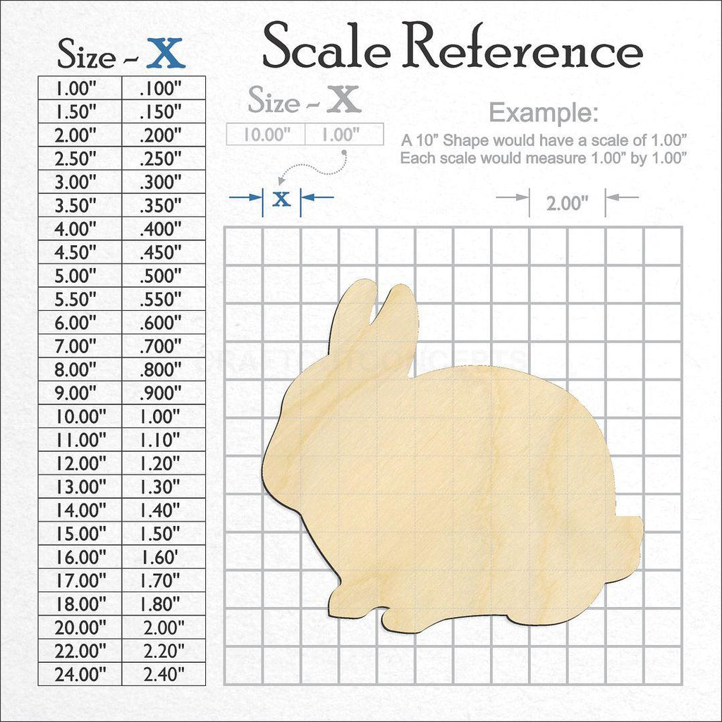 A scale and graph image showing a wood Netherland Dwarf Bunny craft blank