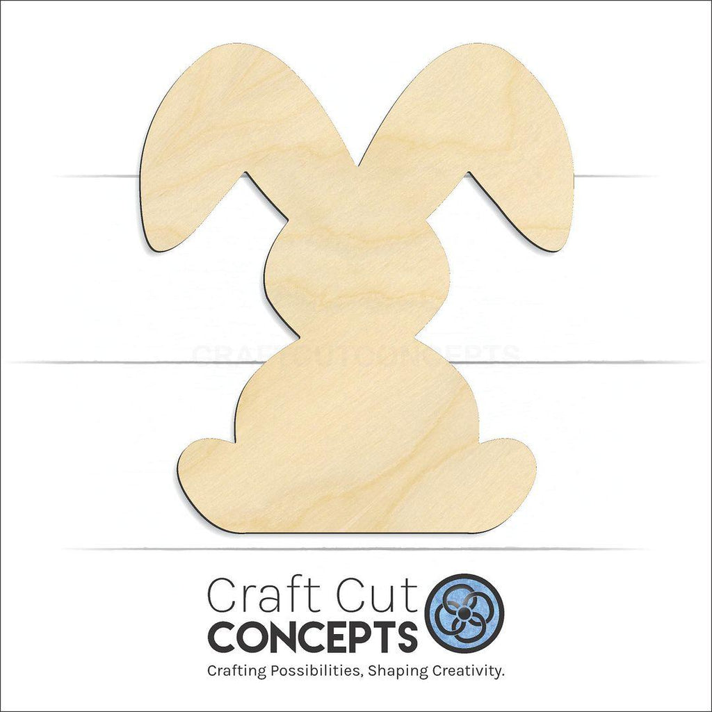 Craft Cut Concepts Logo under a wood Easter Bunny craft shape and blank