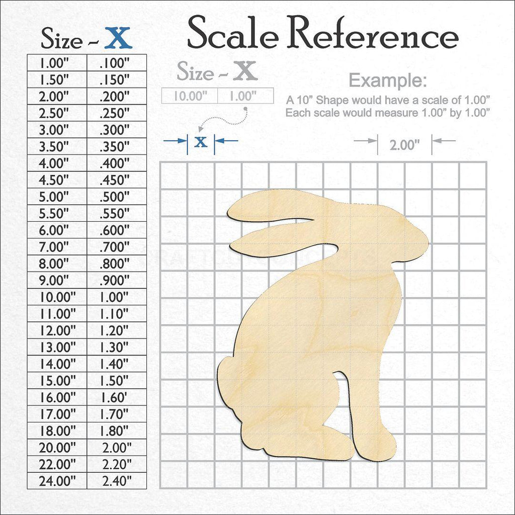 A scale and graph image showing a wood Rabbit craft blank