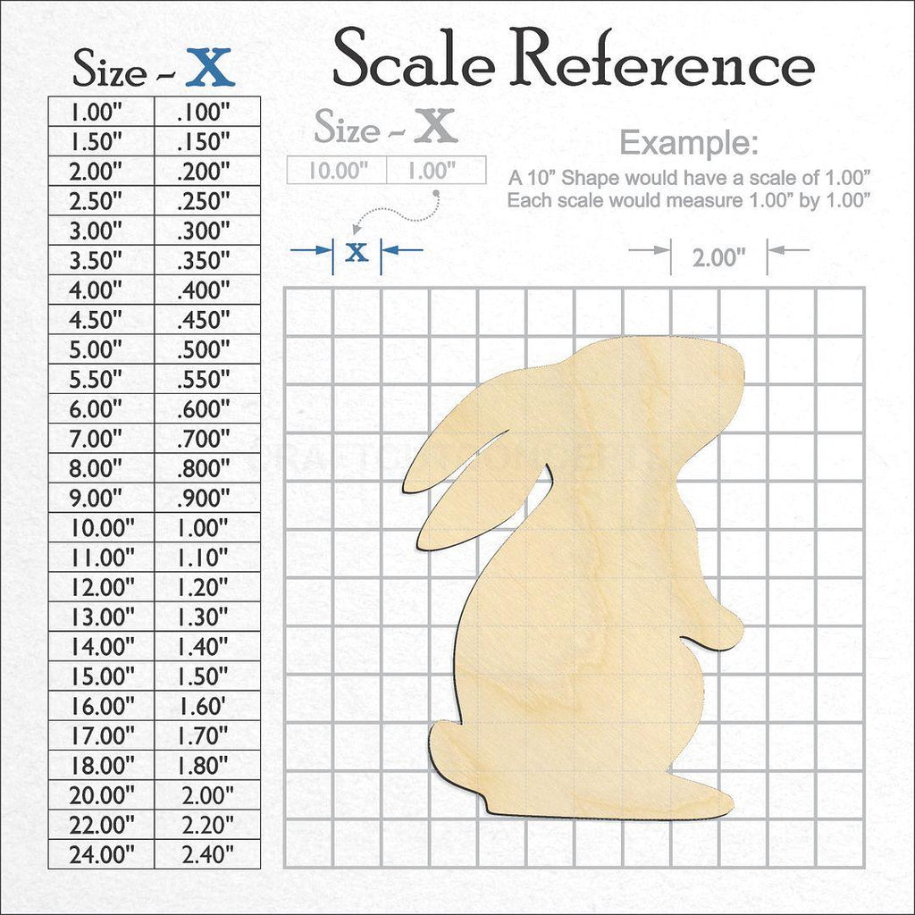 A scale and graph image showing a wood Rabbit craft blank