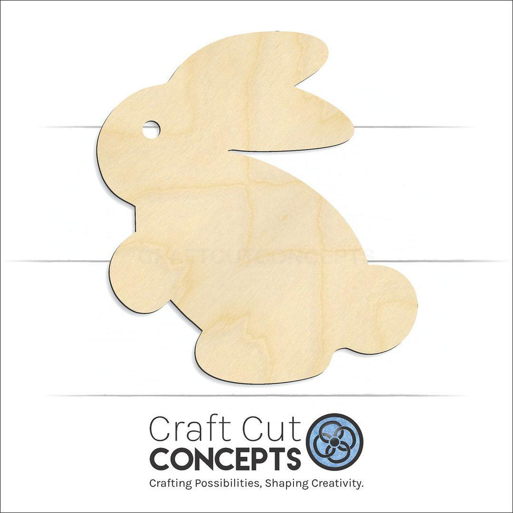 Craft Cut Concepts Logo under a wood Bunny craft shape and blank