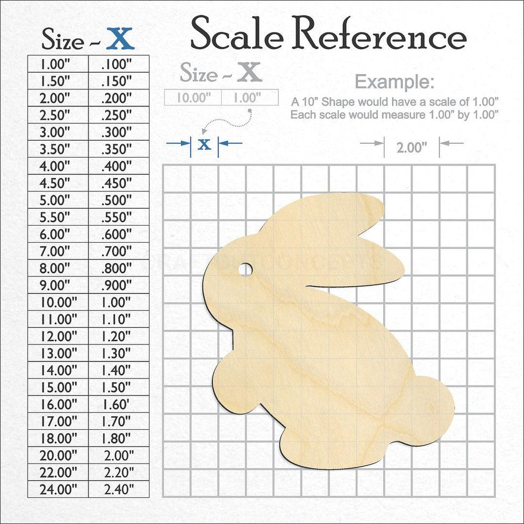 A scale and graph image showing a wood Bunny craft blank