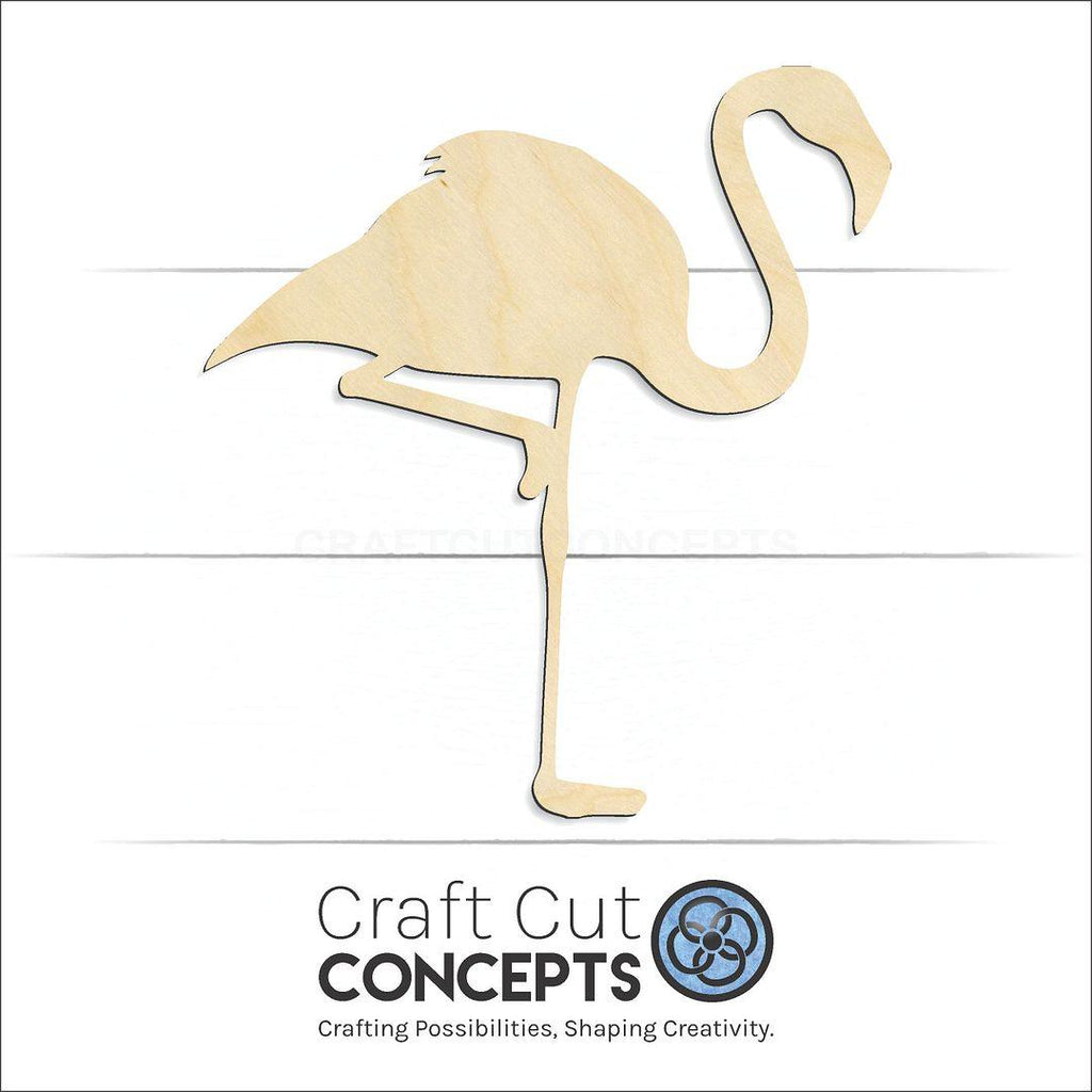 Craft Cut Concepts Logo under a wood Flamingo-2 craft shape and blank