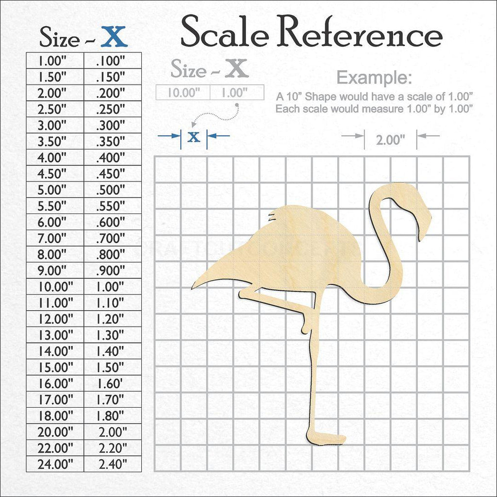 A scale and graph image showing a wood Flamingo-2 craft blank