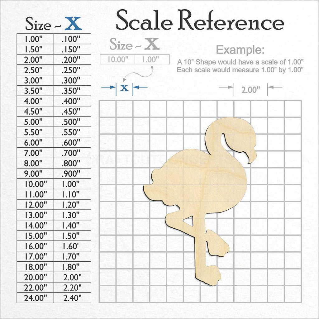 A scale and graph image showing a wood Flamingo craft blank