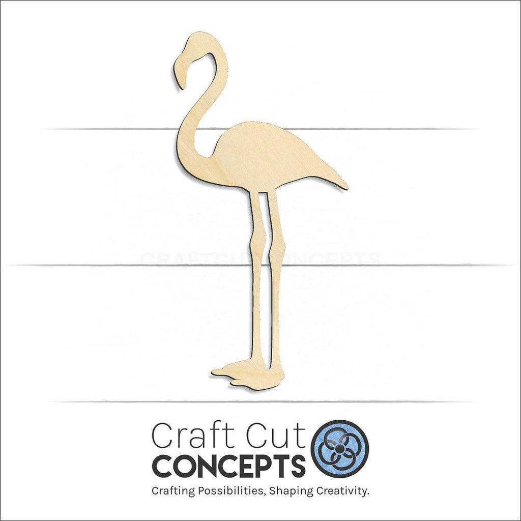 Craft Cut Concepts Logo under a wood Flamingo craft shape and blank