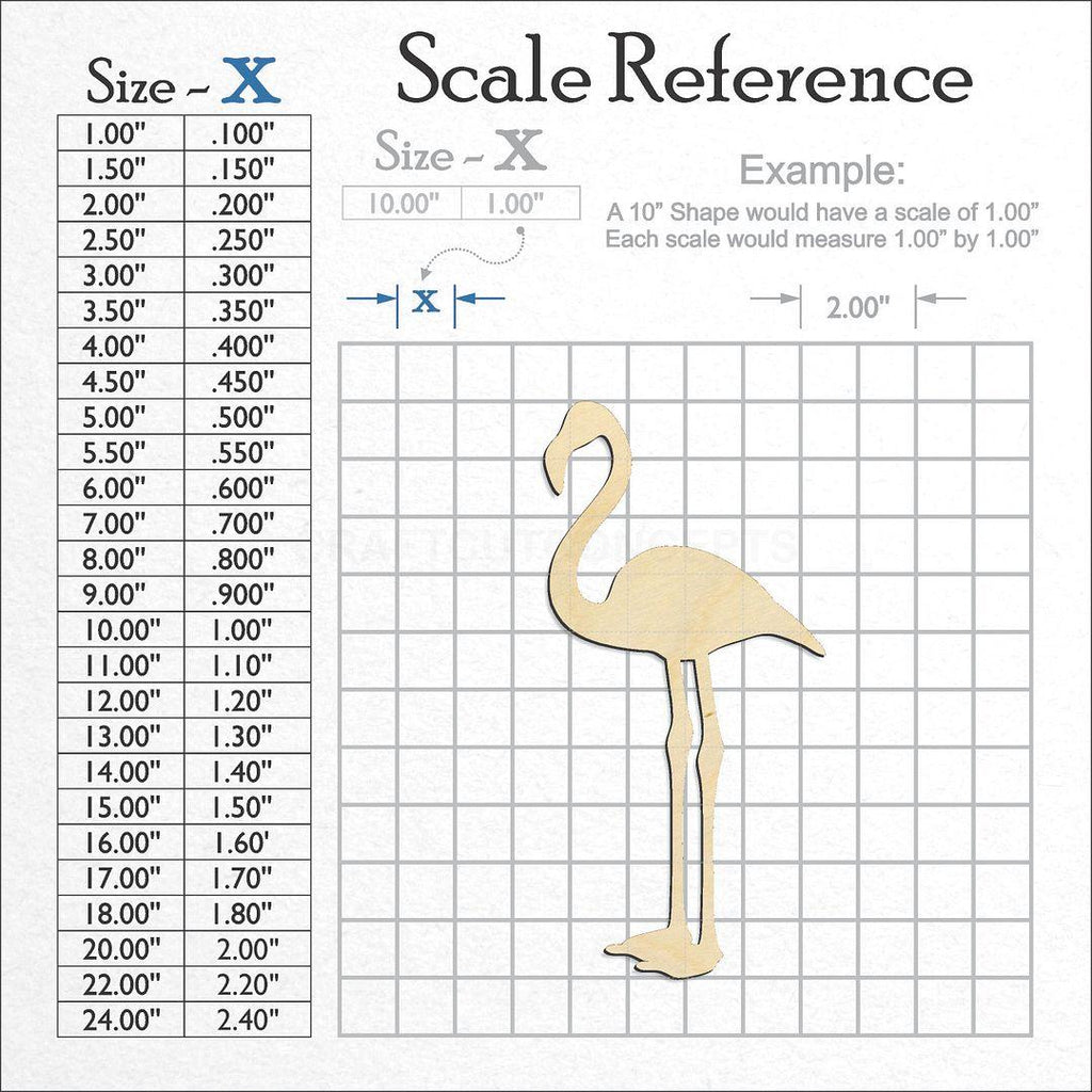 A scale and graph image showing a wood Flamingo craft blank