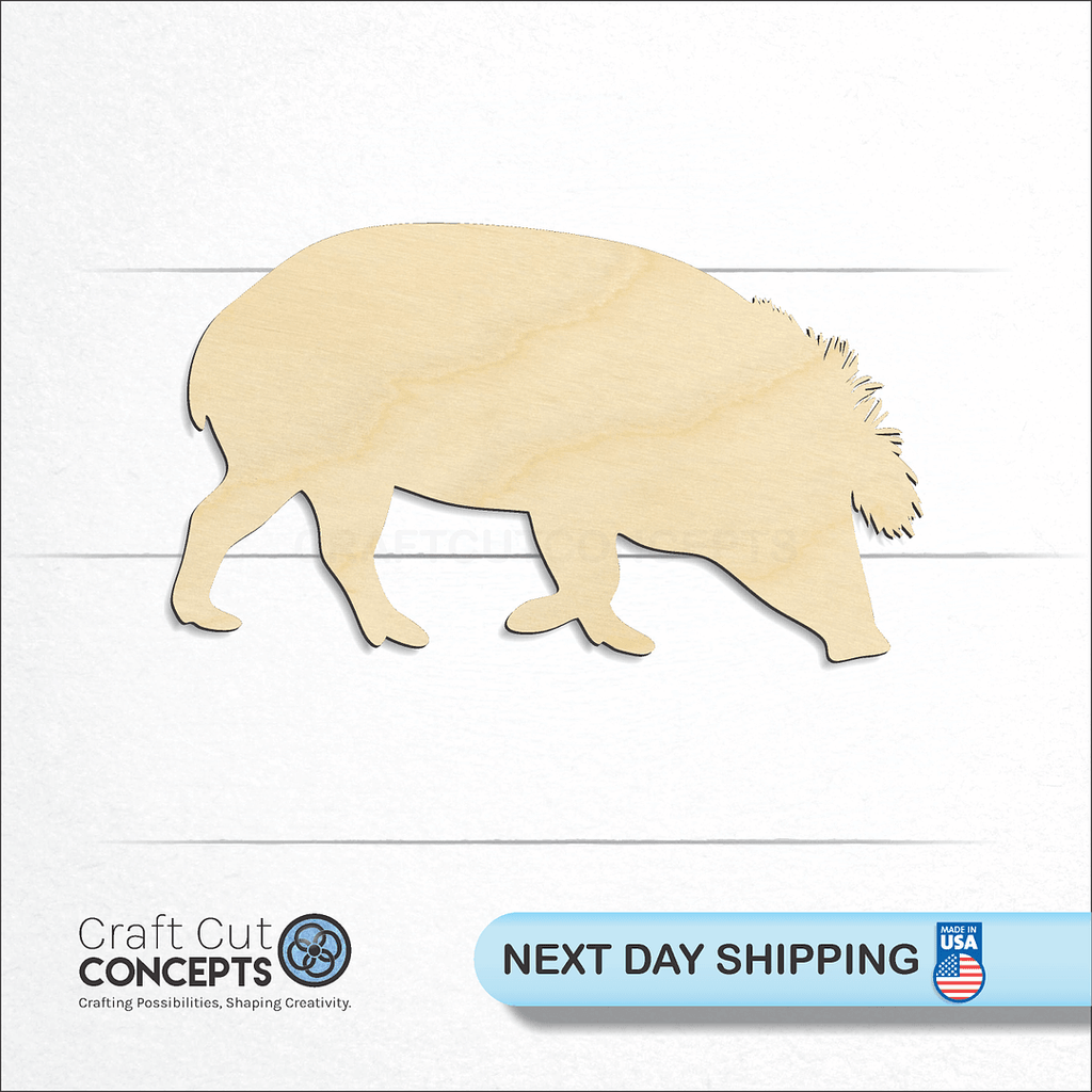 Craft Cut Concepts logo and next day shipping banner with an unfinished wood Warthog craft shape and blank