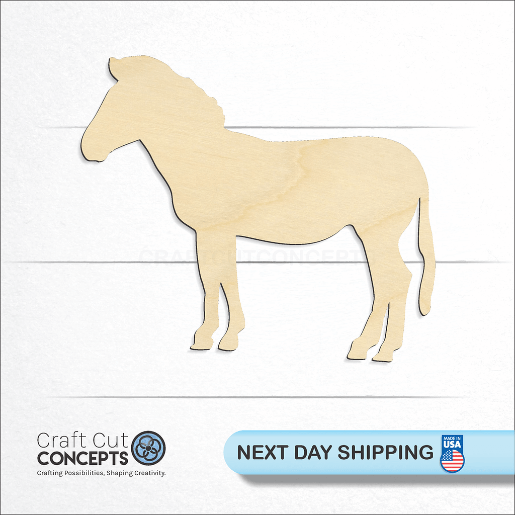 Craft Cut Concepts logo and next day shipping banner with an unfinished wood Zebra craft shape and blank