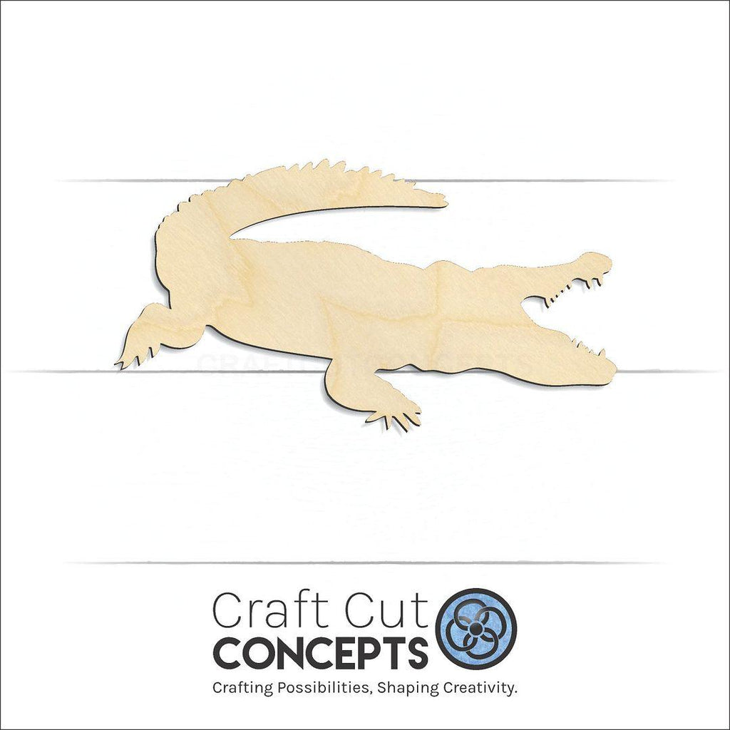 Craft Cut Concepts Logo under a wood Croc Alligator craft shape and blank