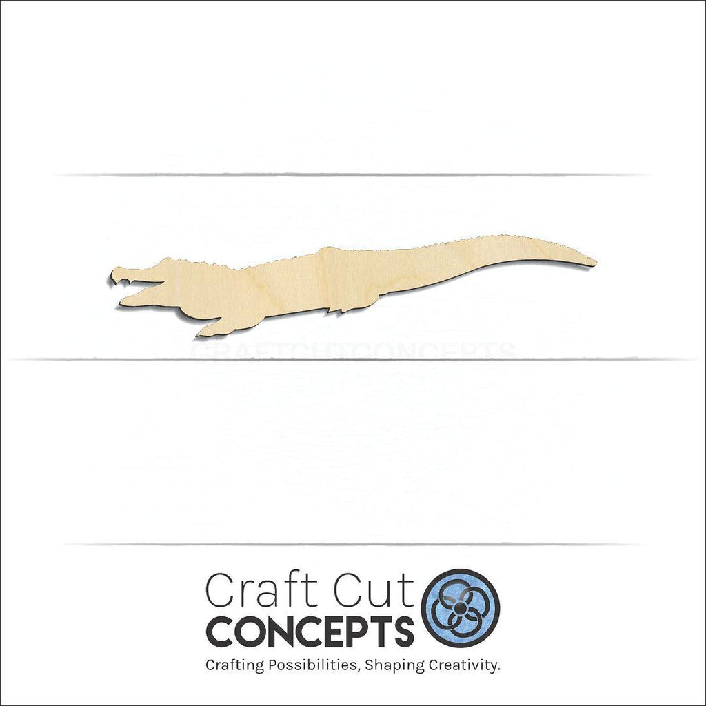 Craft Cut Concepts Logo under a wood Crocodile craft shape and blank