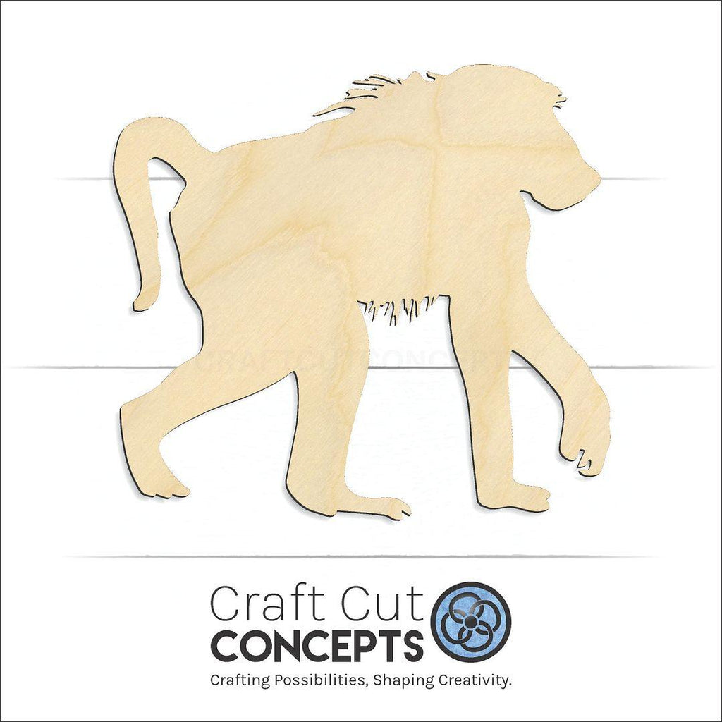 Craft Cut Concepts Logo under a wood Baboon craft shape and blank