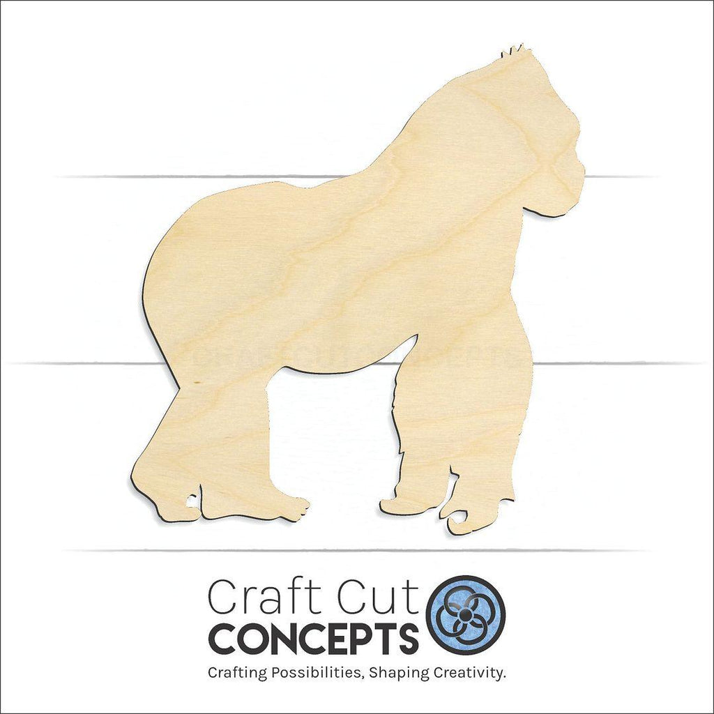 Craft Cut Concepts Logo under a wood Gorilla craft shape and blank