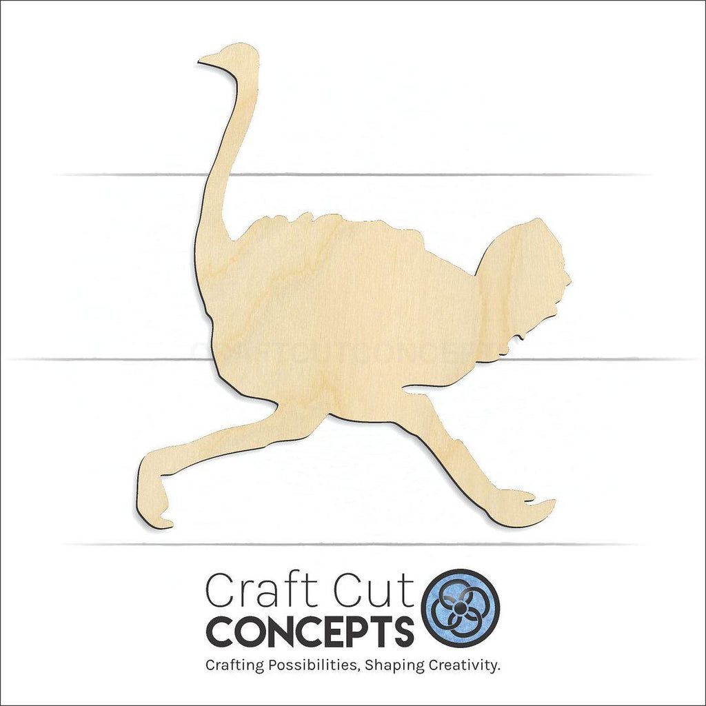 Craft Cut Concepts Logo under a wood Ostrich craft shape and blank