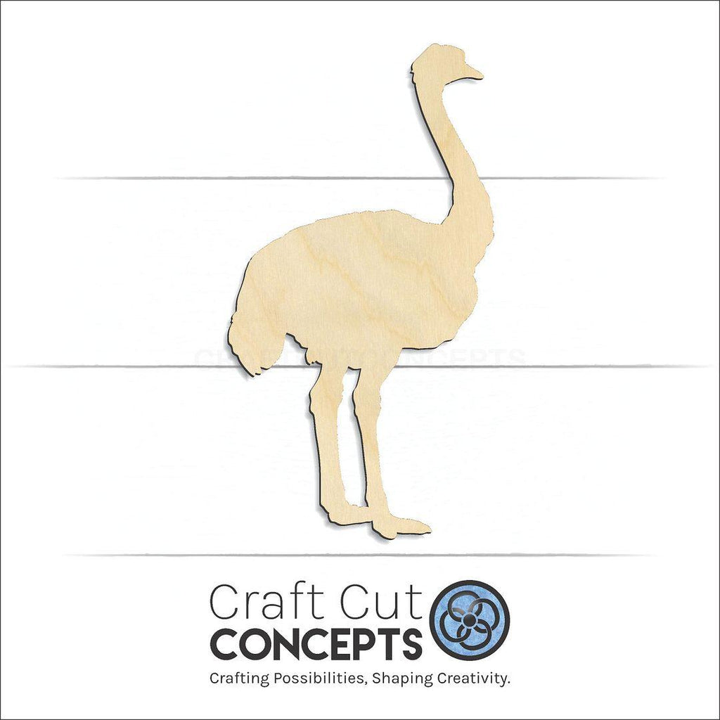 Craft Cut Concepts Logo under a wood Ostrich craft shape and blank