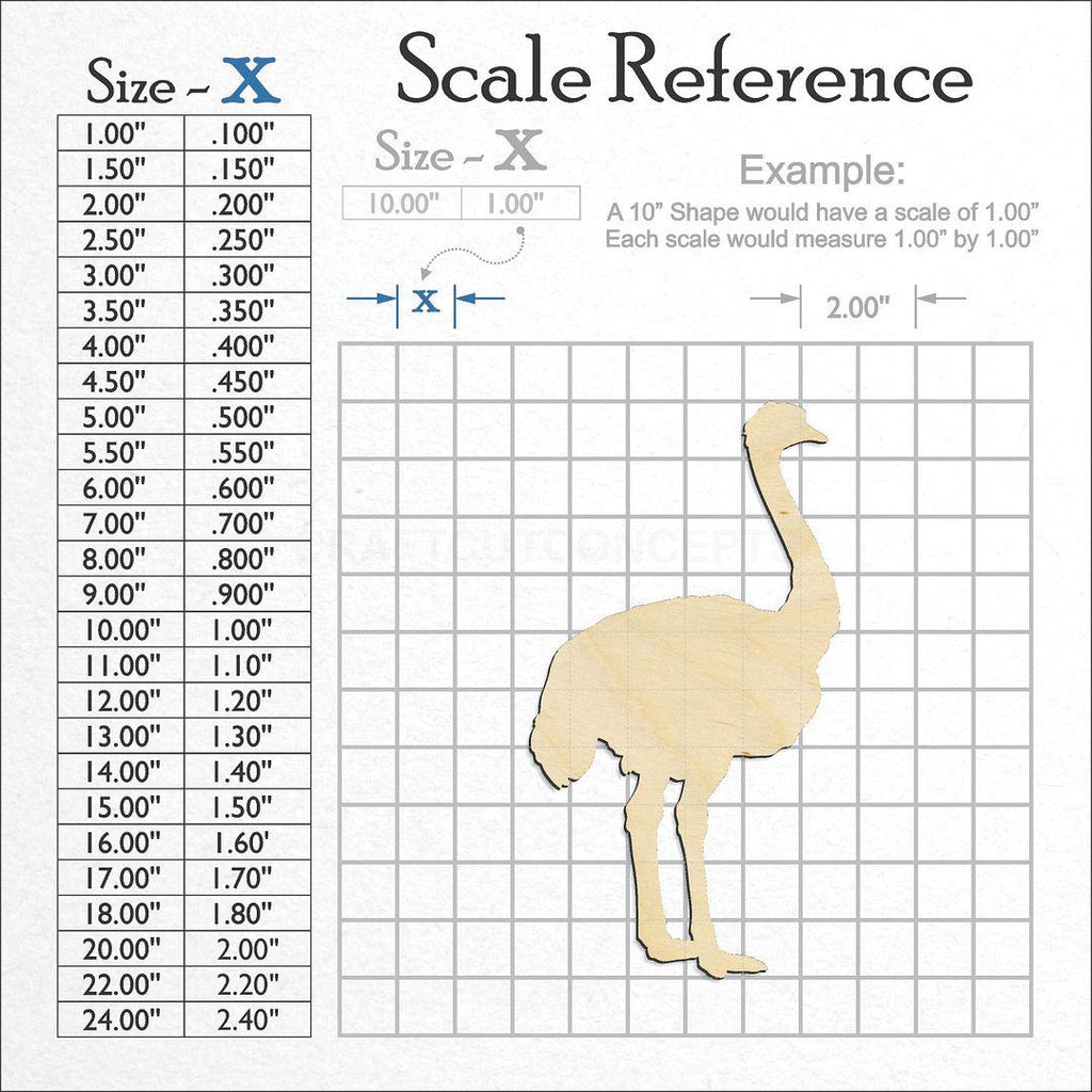 A scale and graph image showing a wood Ostrich craft blank