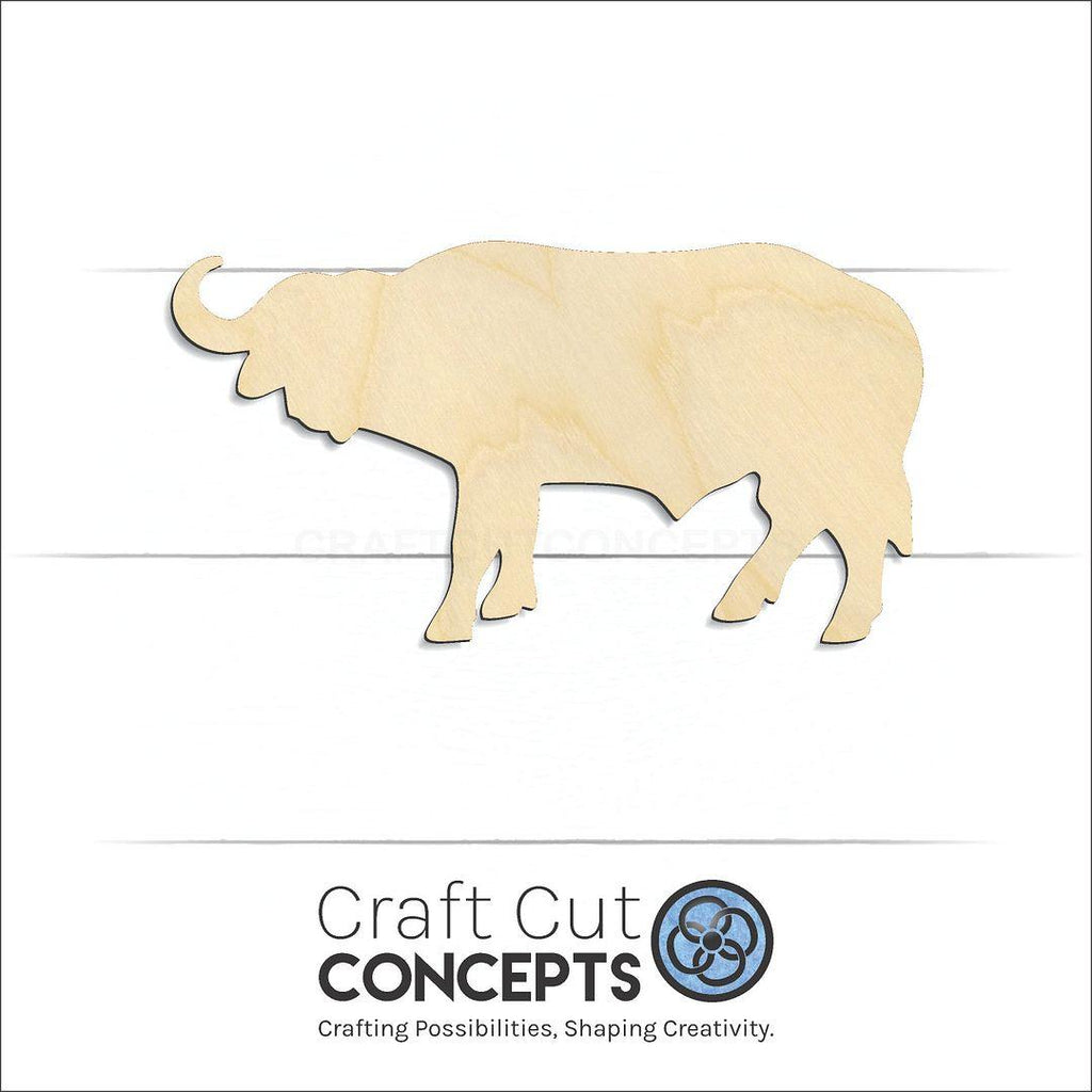 Craft Cut Concepts Logo under a wood Water Buffalo craft shape and blank