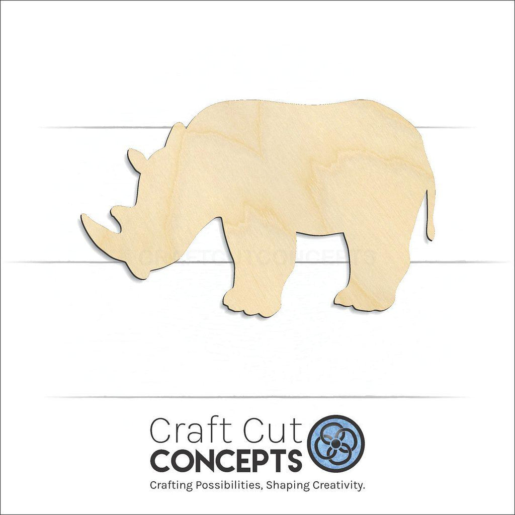 Craft Cut Concepts Logo under a wood Rhinoceros craft shape and blank