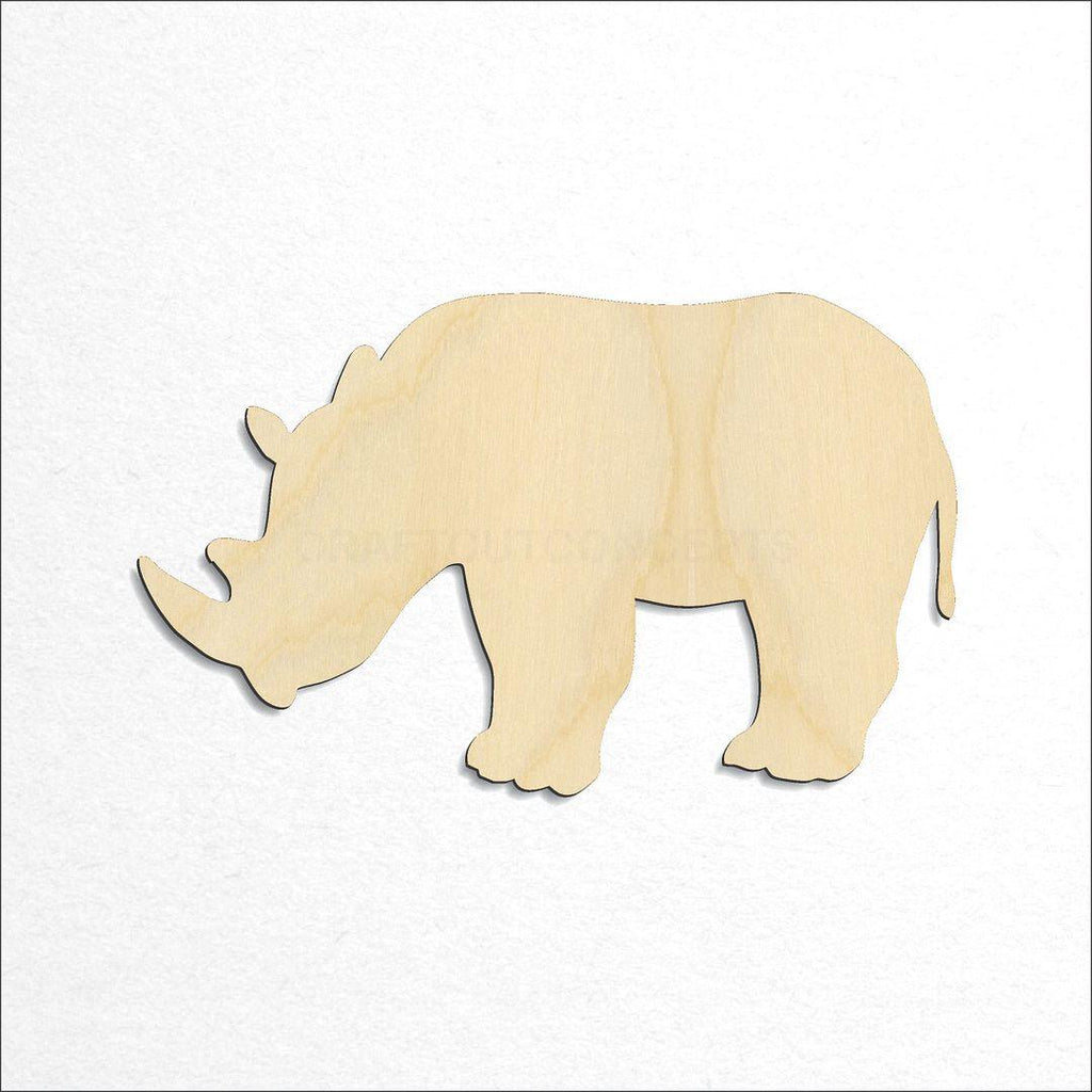 Wooden Rhinoceros craft shape available in sizes of 1 inch and up