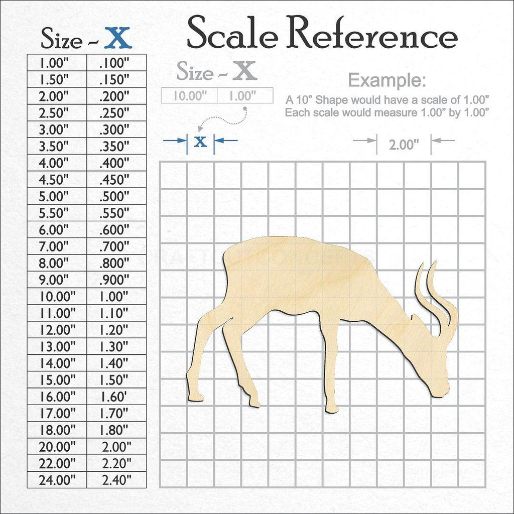 A scale and graph image showing a wood Antelope craft blank