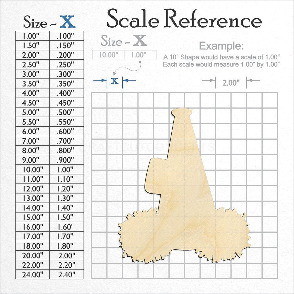 A scale and graph image showing a wood Megaphone & Poms craft blank