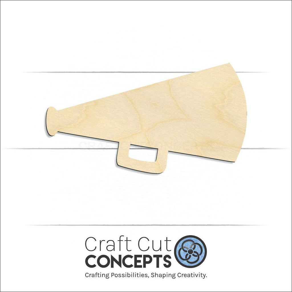 Craft Cut Concepts Logo under a wood Megaphone craft shape and blank