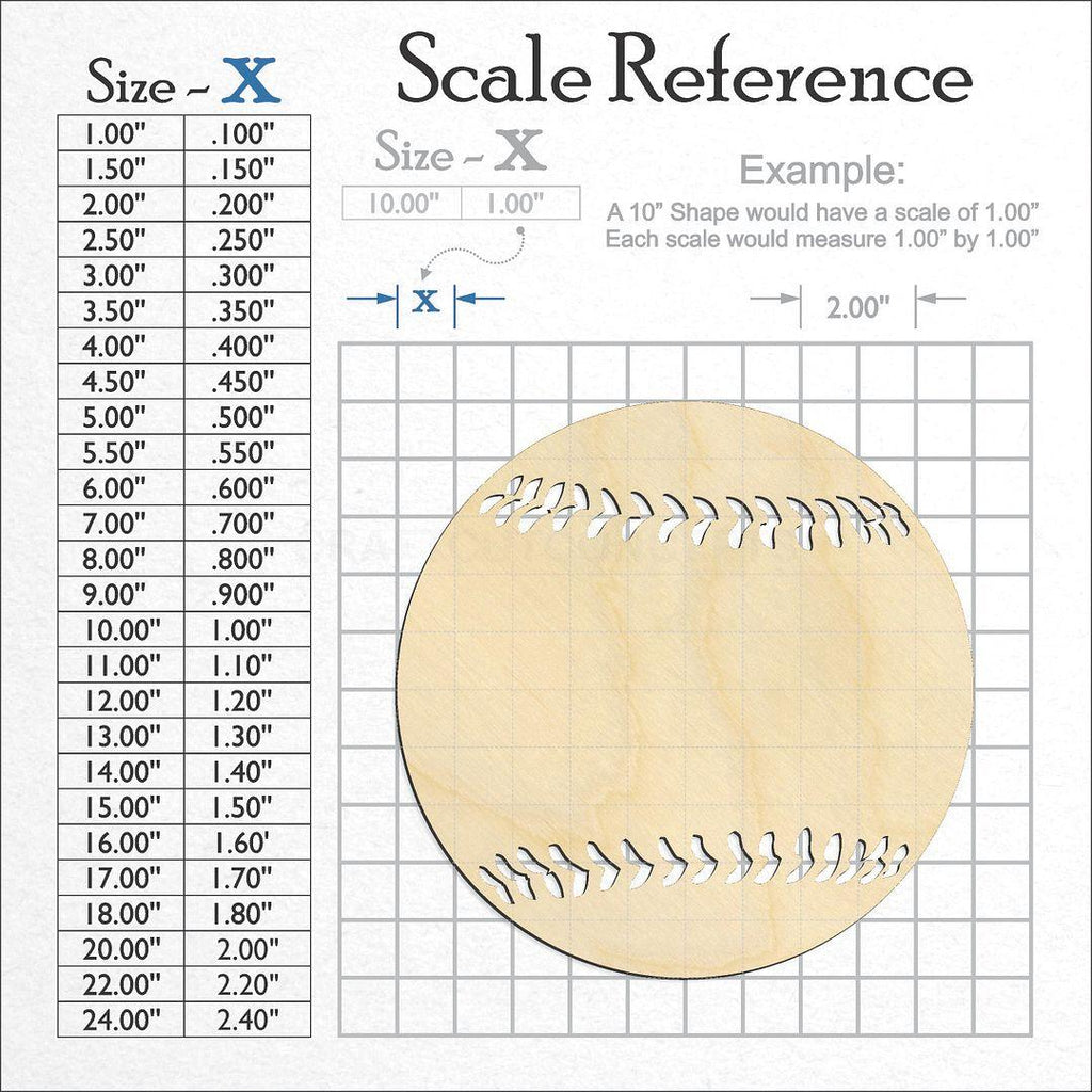 A scale and graph image showing a wood Softball craft blank