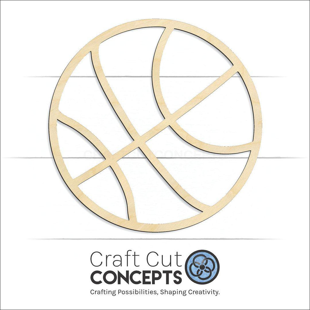 Craft Cut Concepts Logo under a wood Basket ball craft shape and blank