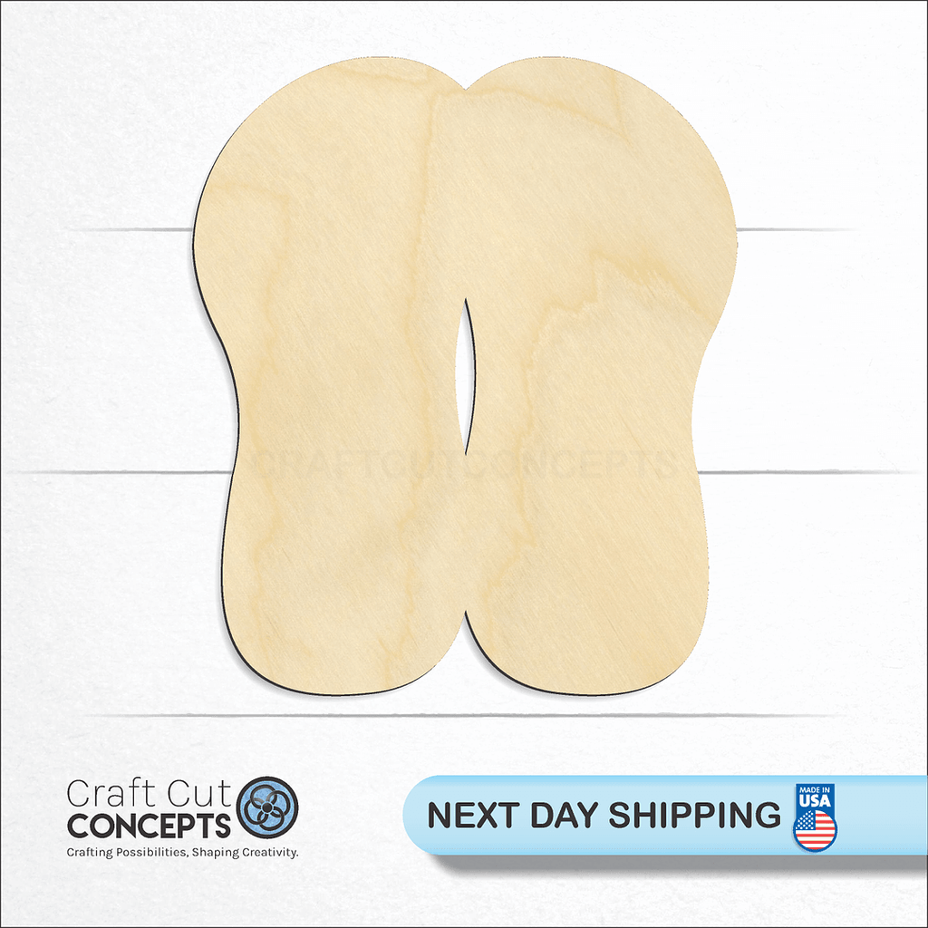 Craft Cut Concepts logo and next day shipping banner with an unfinished wood Sandals craft shape and blank