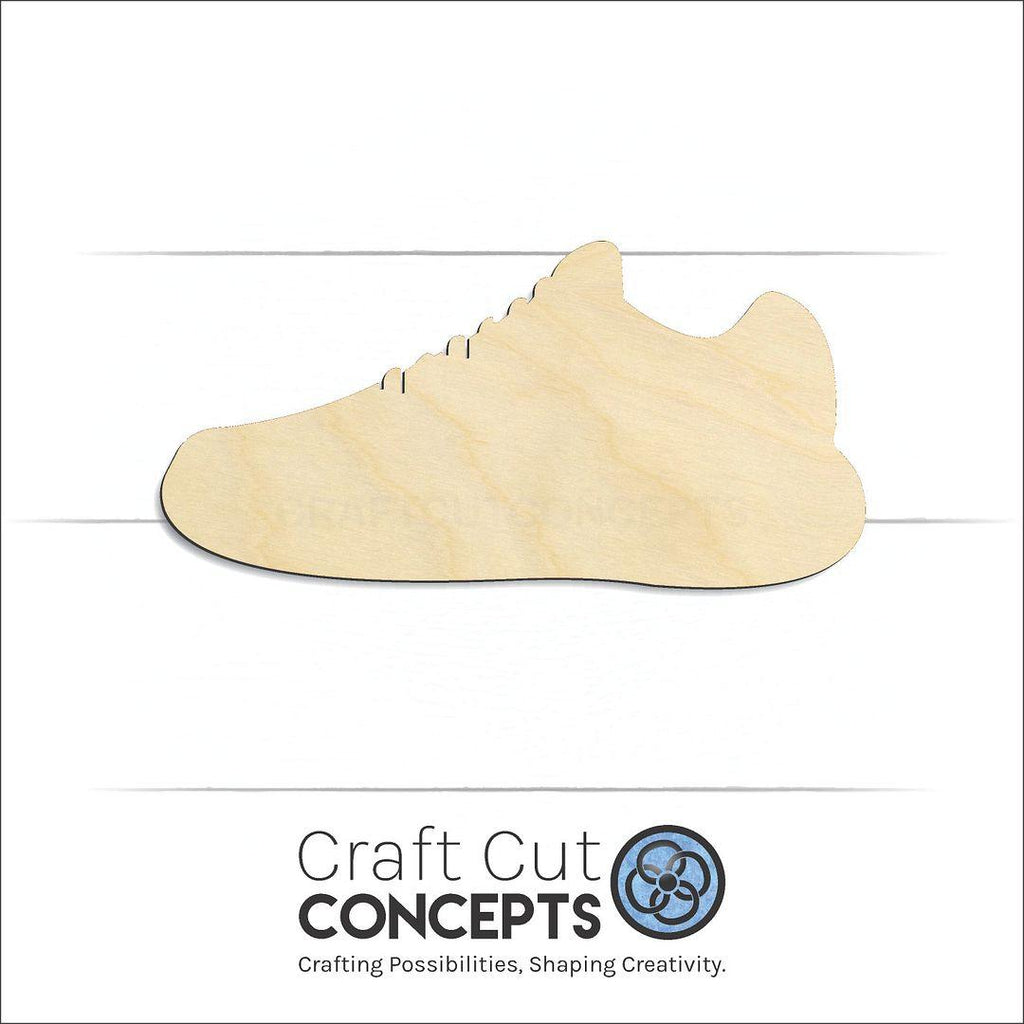 Craft Cut Concepts Logo under a wood Sneaker craft shape and blank