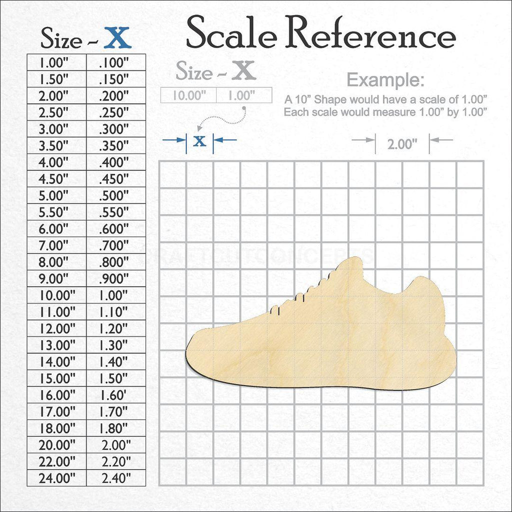 A scale and graph image showing a wood Sneaker craft blank