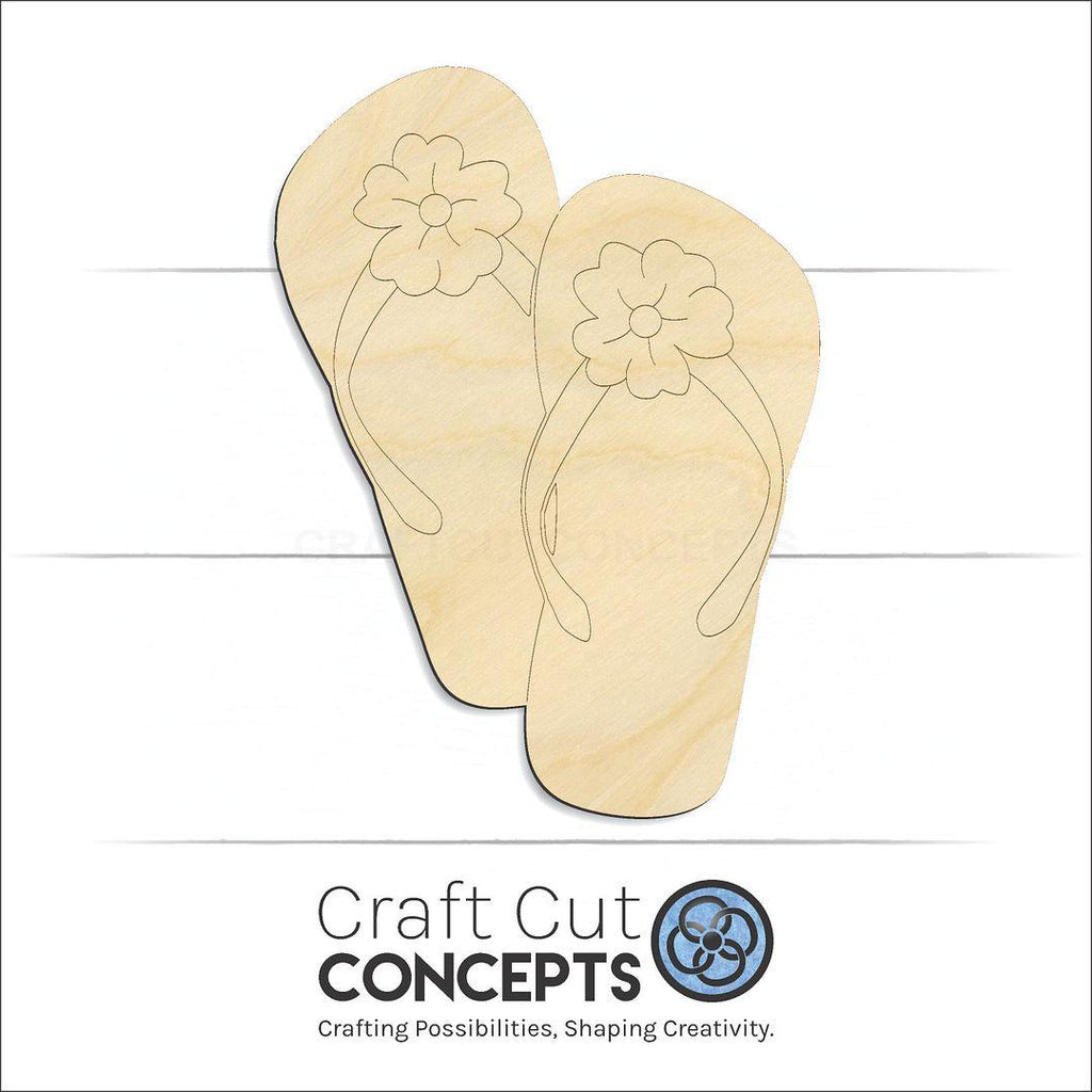 Craft Cut Concepts Logo under a wood Flip Flops Flower craft shape and blank