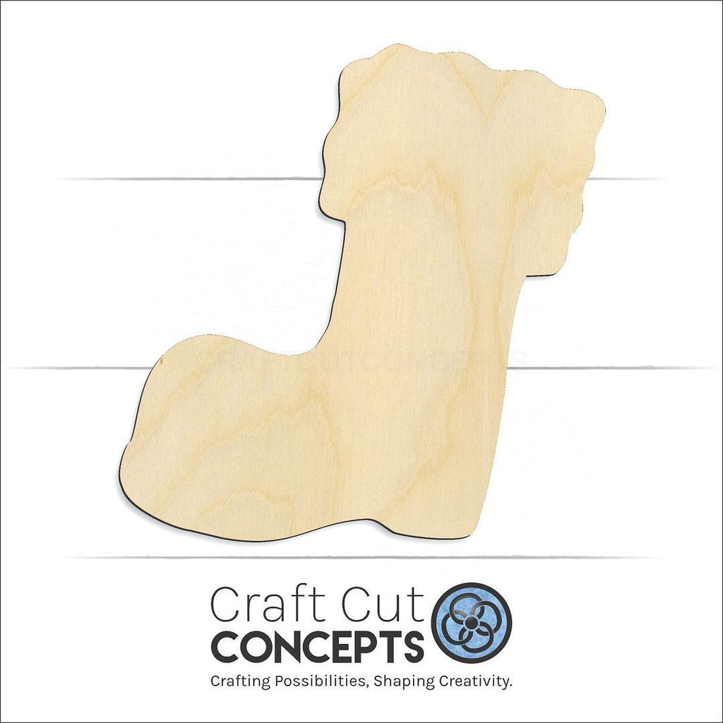 Craft Cut Concepts Logo under a wood Winter Santa Boot craft shape and blank