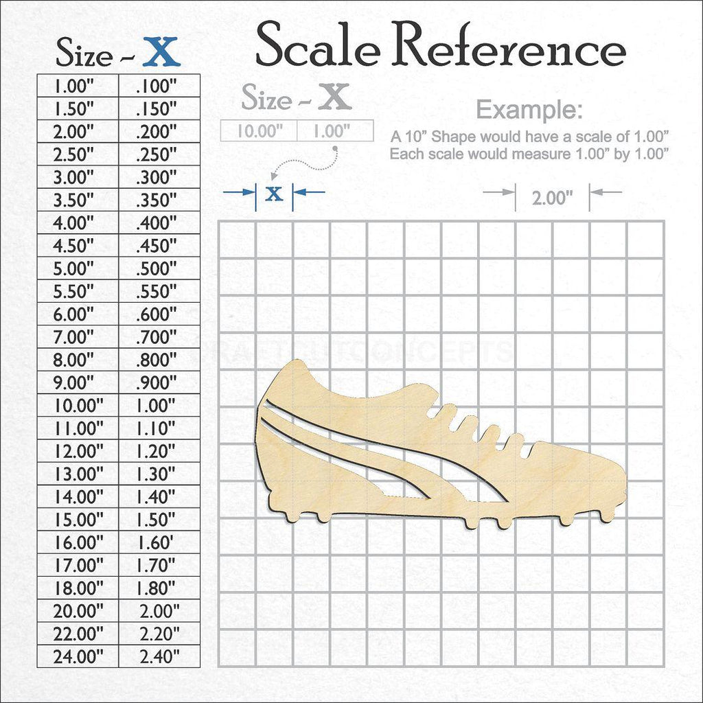 A scale and graph image showing a wood Track Shoes craft blank