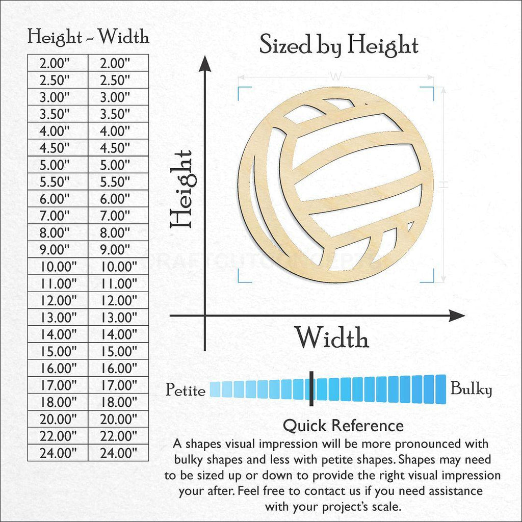 Sizes available for a laser cut Water Polo Ball craft blank