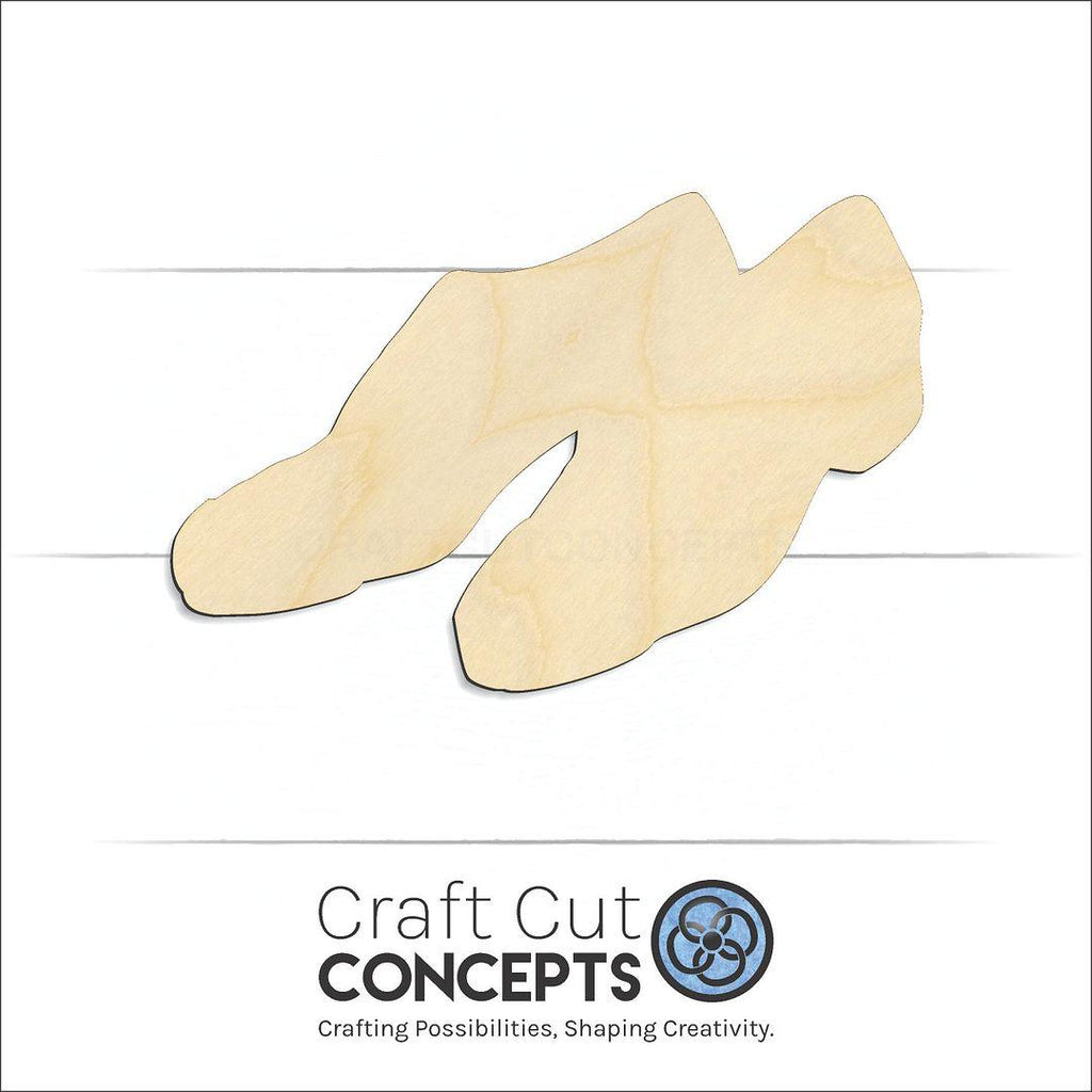 Craft Cut Concepts Logo under a wood Tap Shoes craft shape and blank