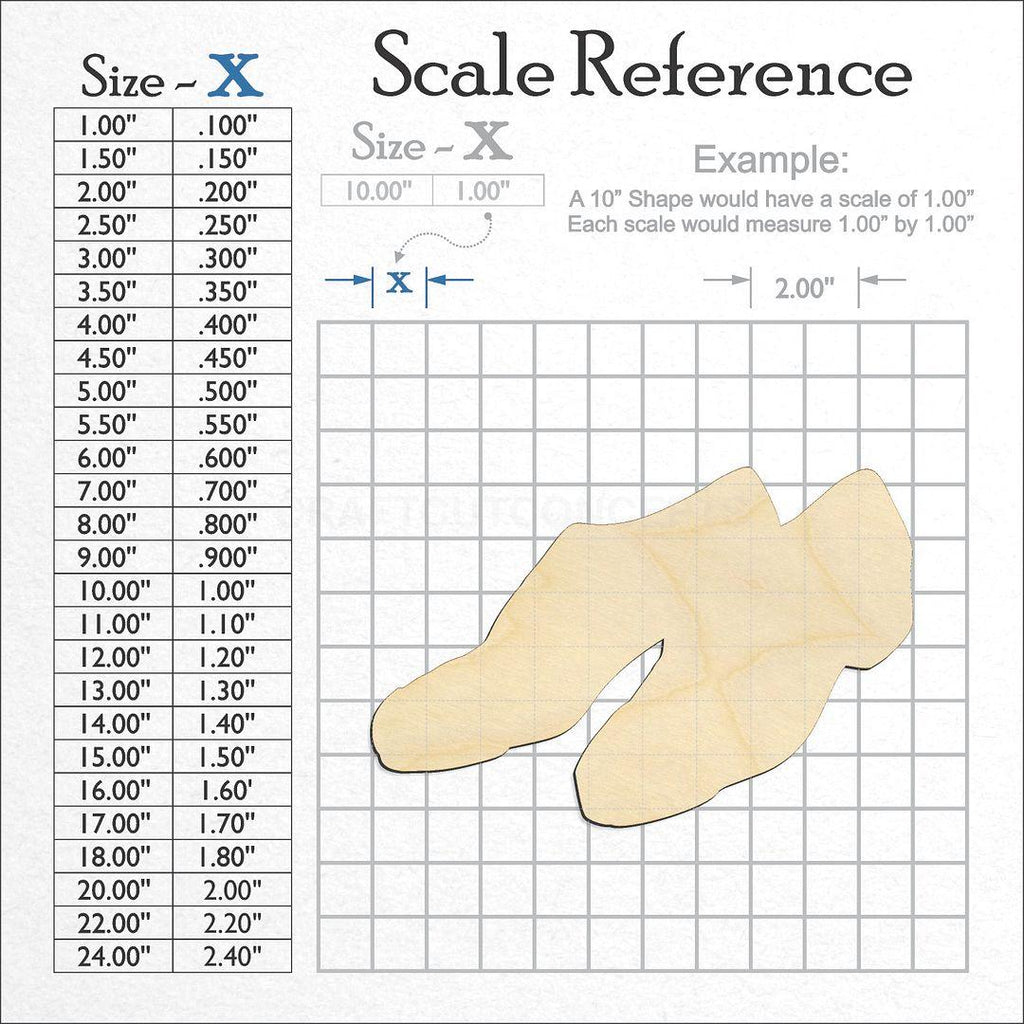 A scale and graph image showing a wood Tap Shoes craft blank