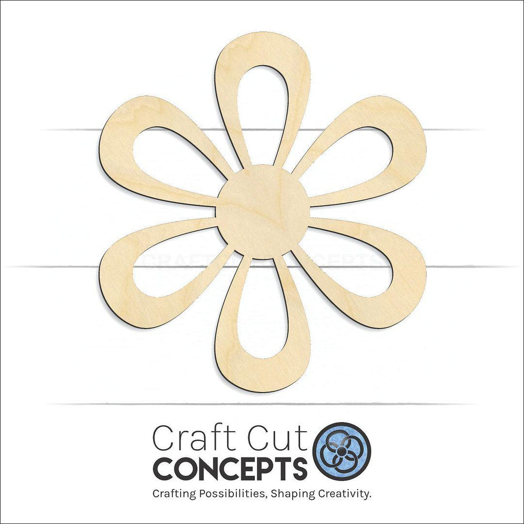 Craft Cut Concepts Logo under a wood Flower craft shape and blank