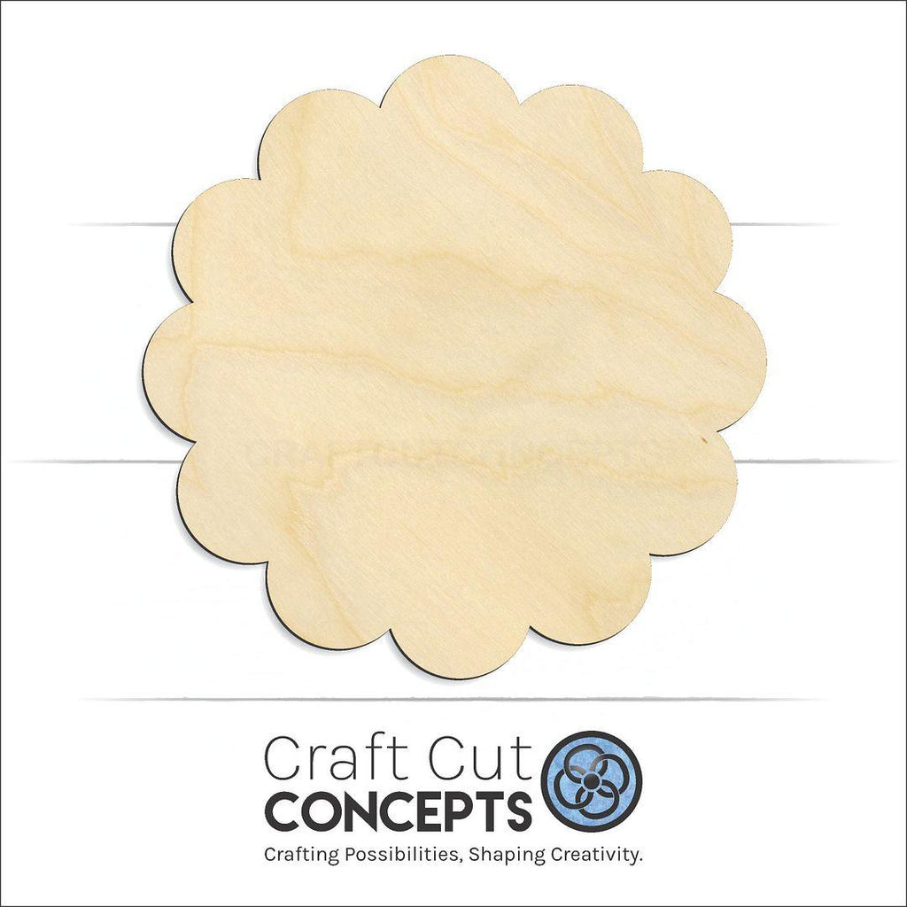 Craft Cut Concepts Logo under a wood Flower craft shape and blank