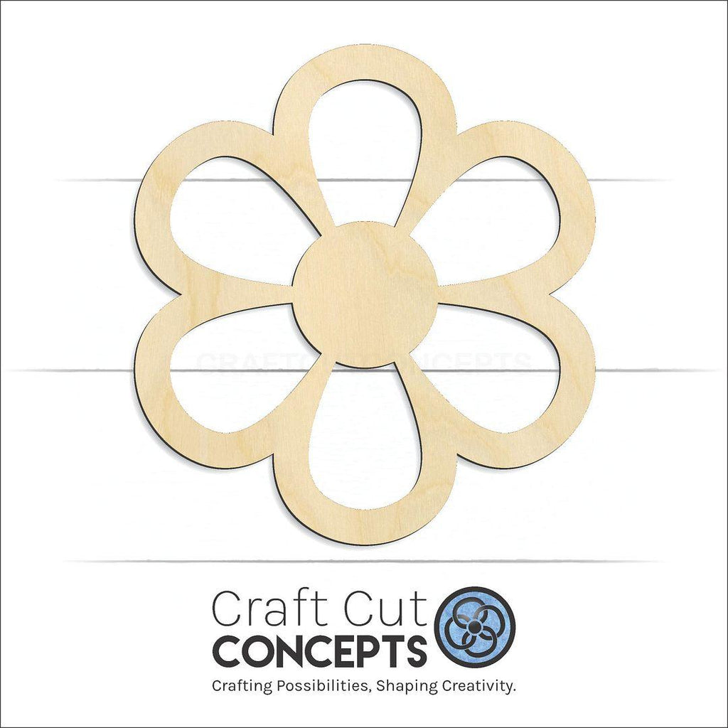 Craft Cut Concepts Logo under a wood Daisy Flower craft shape and blank