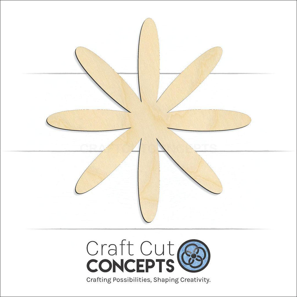 Craft Cut Concepts Logo under a wood Flower craft shape and blank