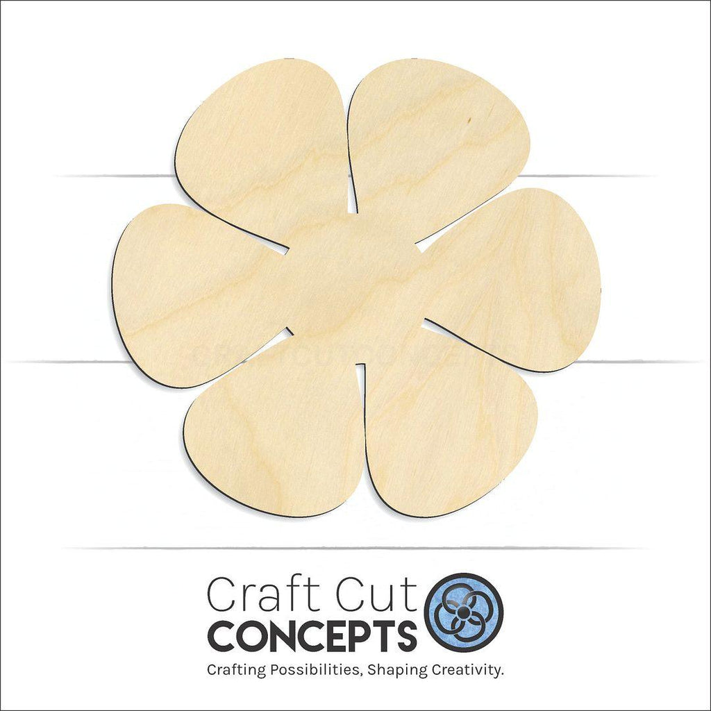 Craft Cut Concepts Logo under a wood Flower Pedal craft shape and blank