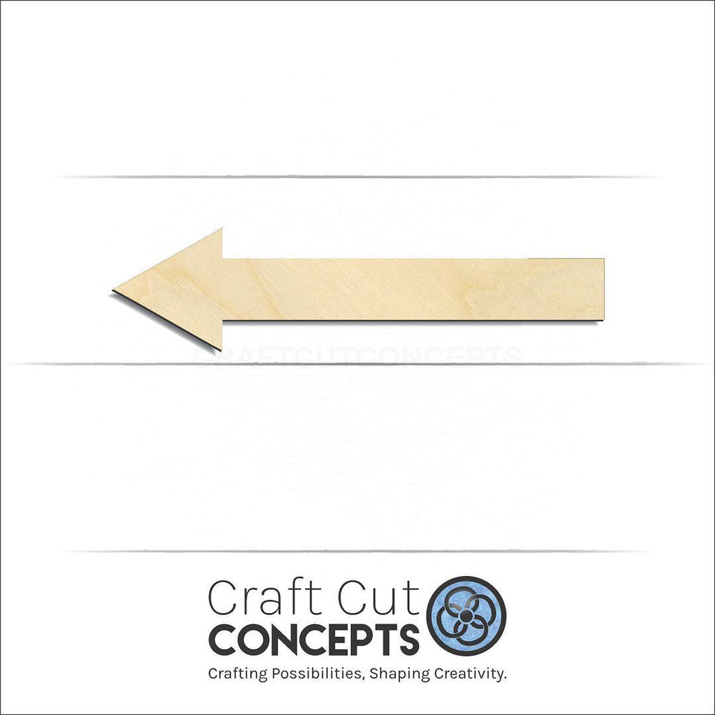 Craft Cut Concepts Logo under a wood Long Arrow craft shape and blank