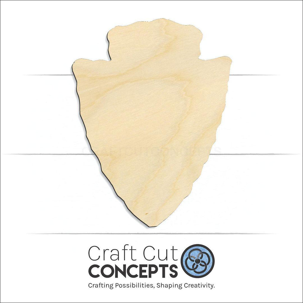 Craft Cut Concepts Logo under a wood Arrow Head craft shape and blank