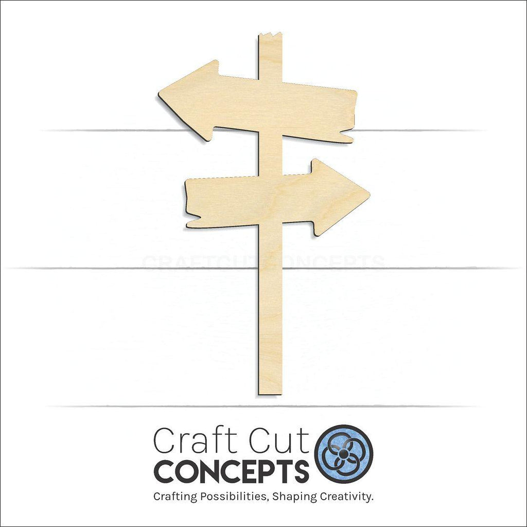 Craft Cut Concepts Logo under a wood Arrow Sign craft shape and blank