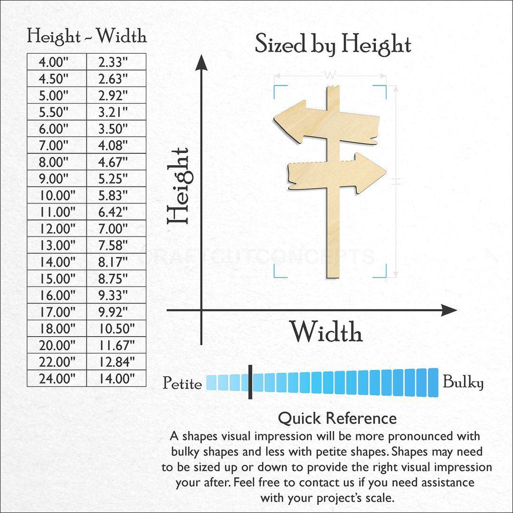 Sizes available for a laser cut Arrow Sign craft blank